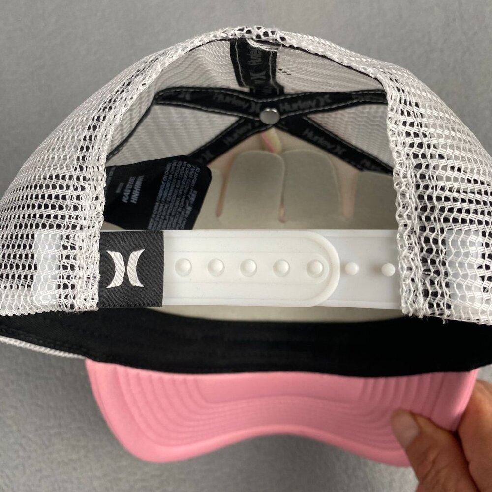 Hurley Hat Snapback Adult Cap Pink Foam Trucker Mesh White Girl Power Beach Life - Picture 6 of 11